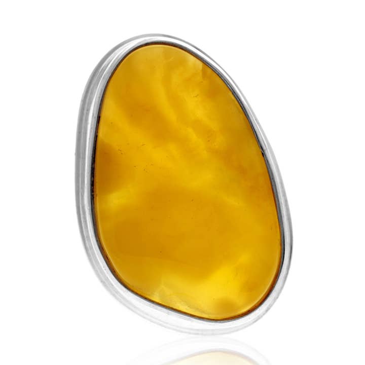 925 Sterling Sølv & Ægte Citron Baltisk Ravring - Justerbar - RG0885 for engroshandel hos SilverAmber Jewellery