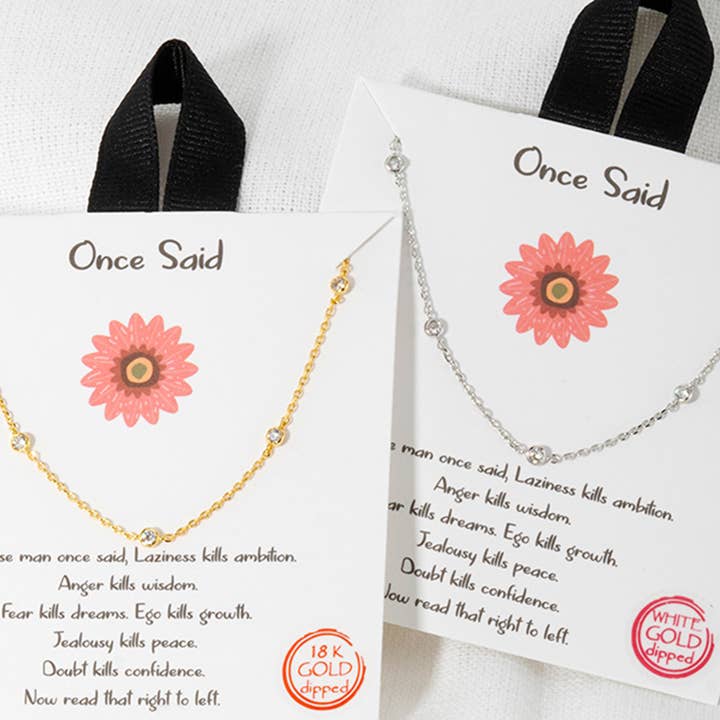 Guldpläterat minimalistiskt halsband med fem CZ-stationer för wholesale av Fashion City