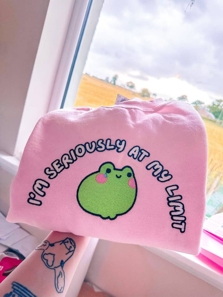 I’m Seriously At My Limit embroidered crewneck sweatshirt for wholesale by Tired Girl Apparel