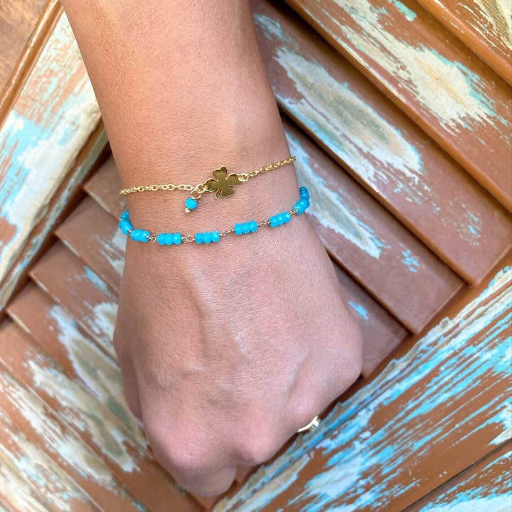 Christina Christi - Wholesale Charm/Dangle Bracelet - Gold Lucky Bracelet, Four Leaf Clover Bracelet, Rosary Brace