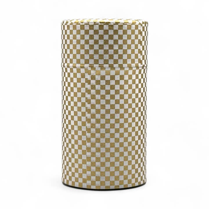 Ichimatsu ternet guld washi-papir indpakket tebeholder for engroshandel hos Inoue Tea