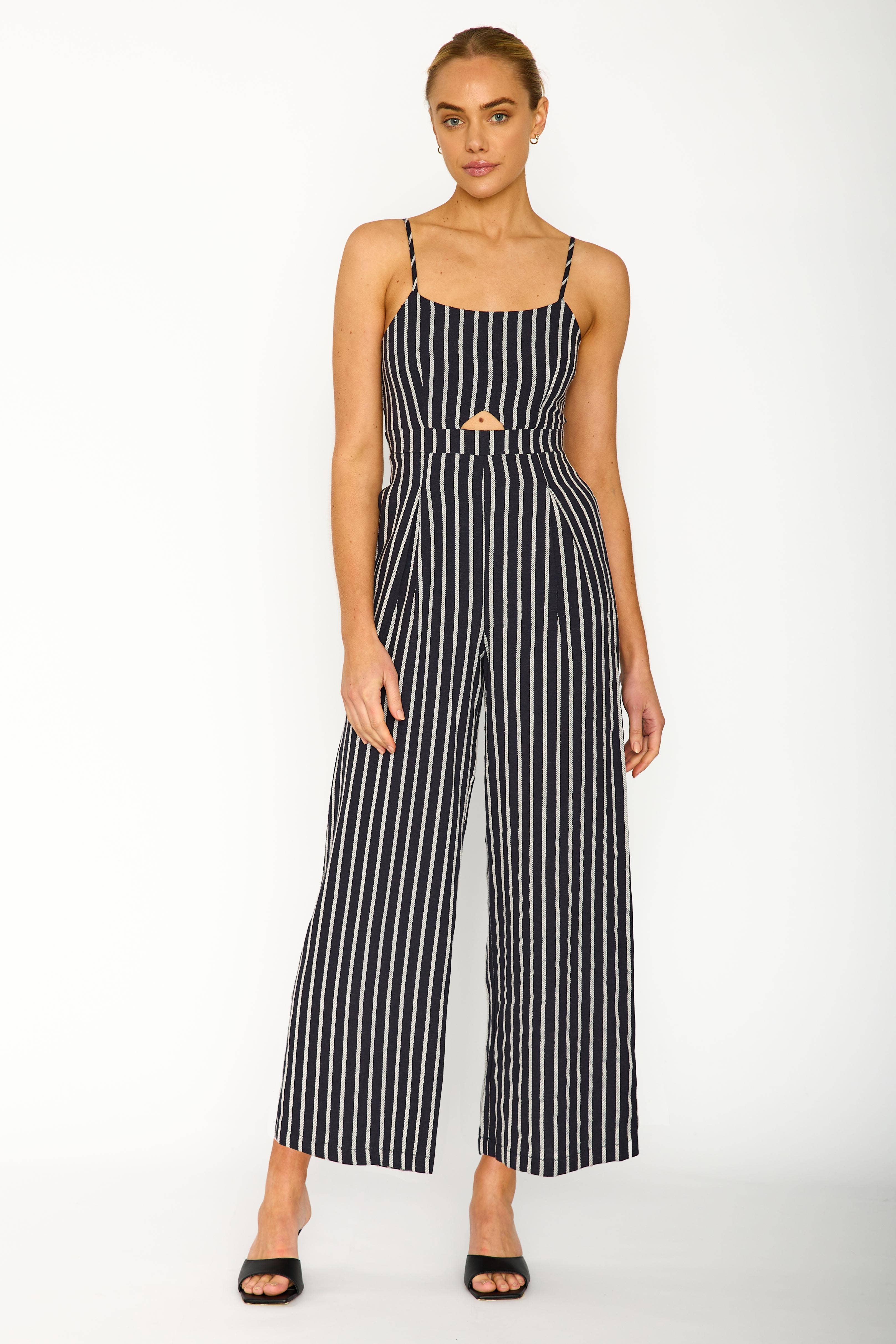 Rebecca Stripe Jumpsuit - Black - TW3717 for wholesale on Faire