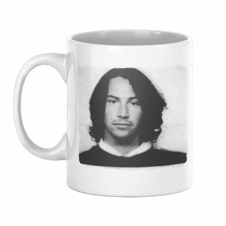 Keanu Reeves Mugshot Mug for wholesale by Lucky Mfg. Co.