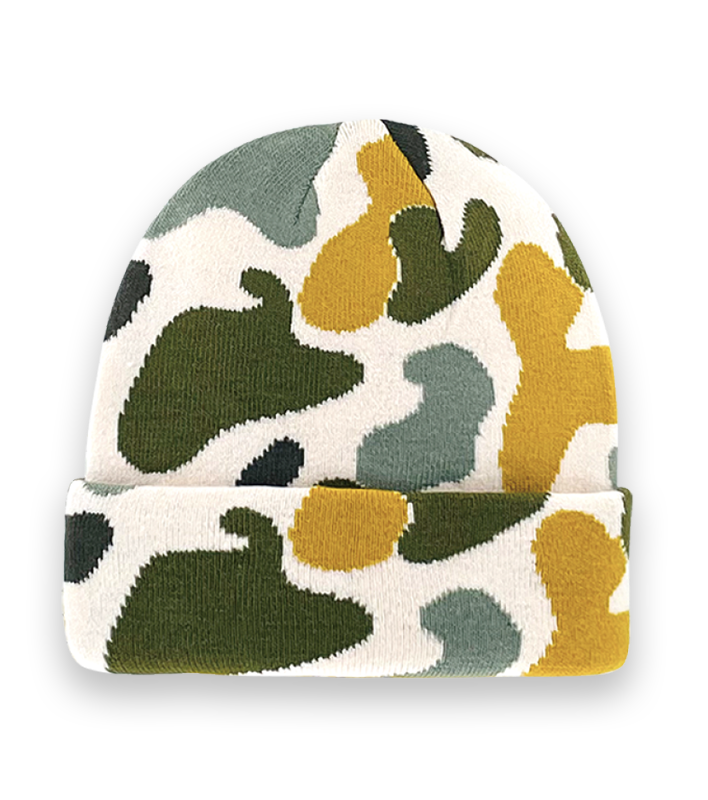 Northern Icons Creations INC – wholesale Beanie – Unisex – White Green Camo Abstract Beanie Hat – Knit Unisex Winter Cap with Modern Style-NI600530