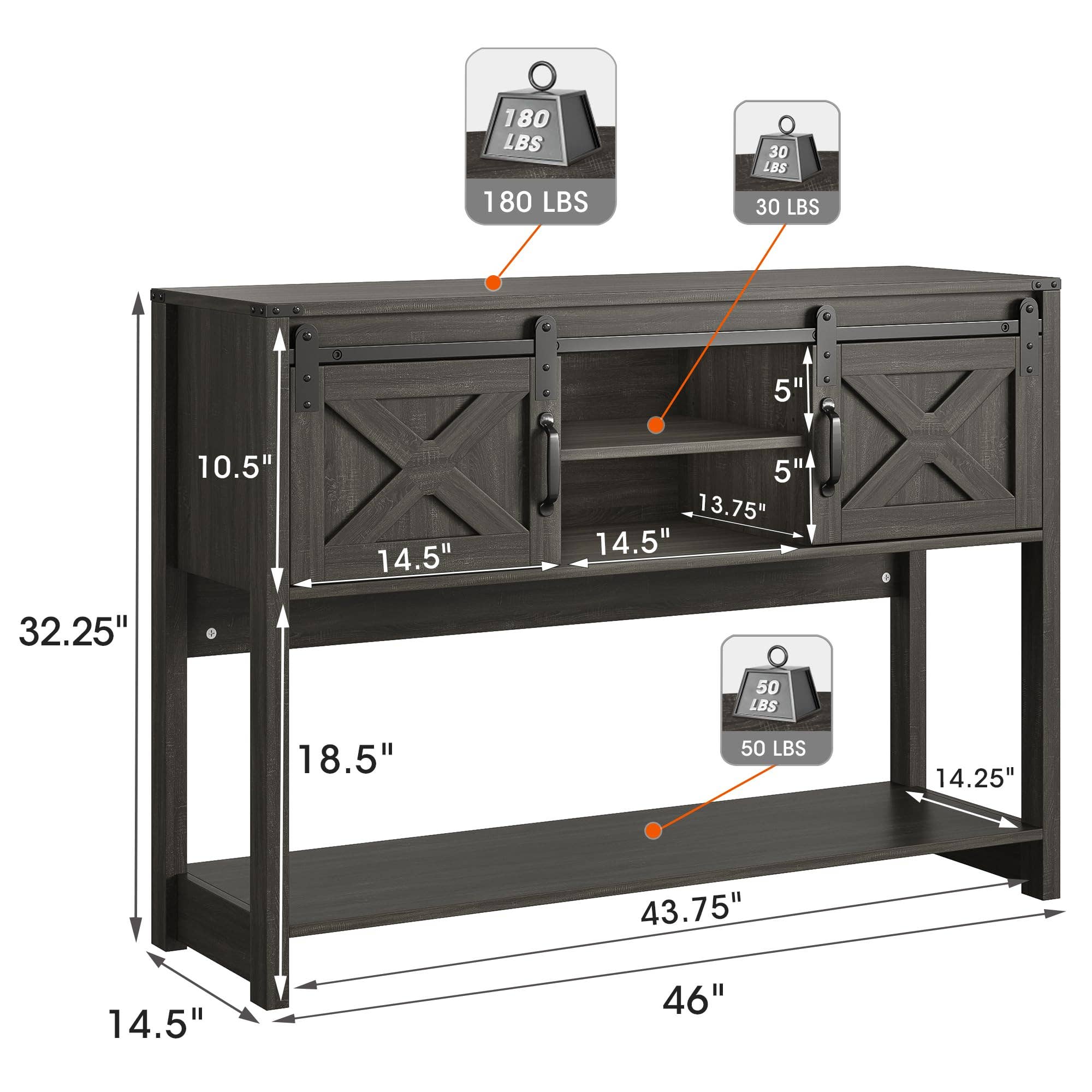 Heynemo - Wholesale Console Table - Farmhouse Entryway Table with Storage, 46" Console Table6