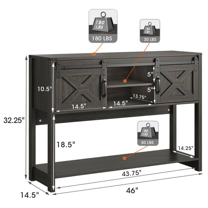 Heynemo - Wholesale Console Table - Farmhouse Entryway Table with Storage, 46" Console Table6