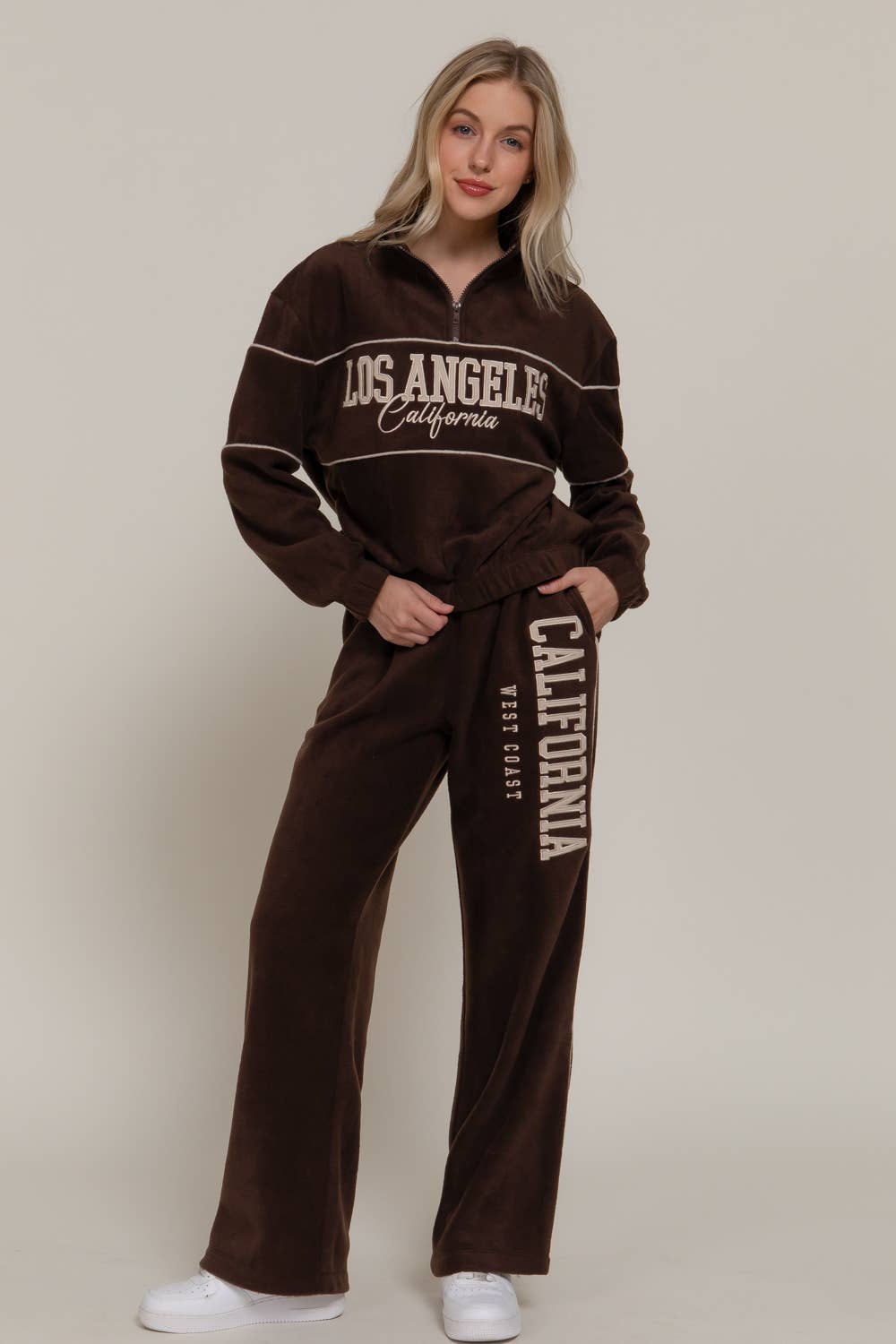 Active Basic | Active USA – wholesale Sweatshirt – Women's – Half Zip Up Mock Neck Embroidery Fleece Top7