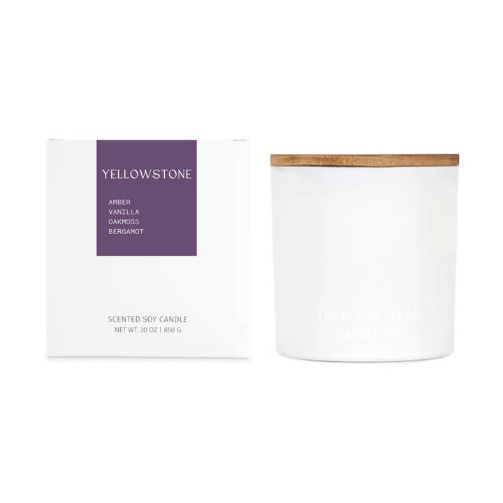 Vela de 30 oz del Parque Nacional Yellowstone para venta al por mayor de The Roosevelts Candle Co