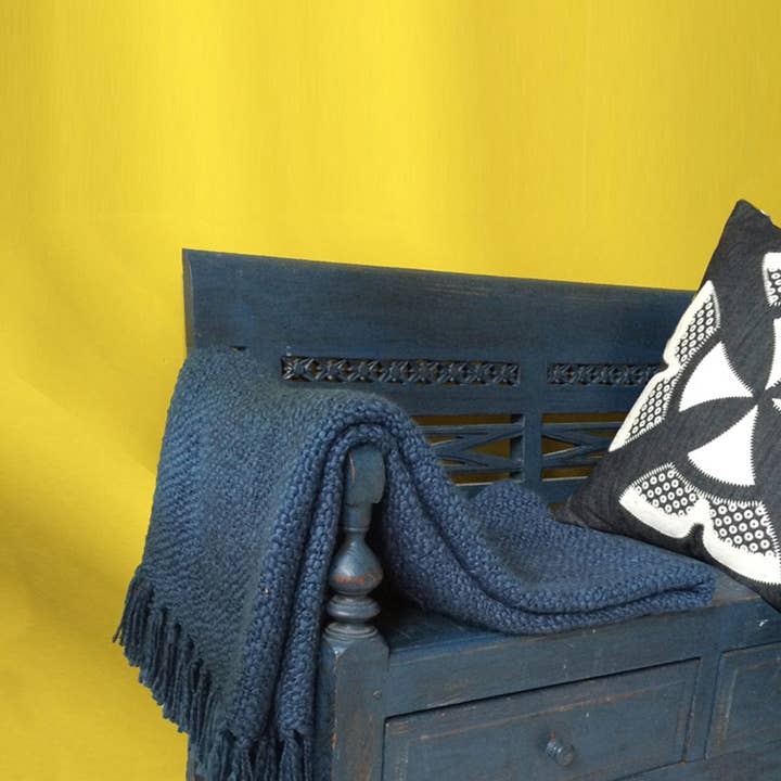 Indigo solid throw for wholesale by Malagoon