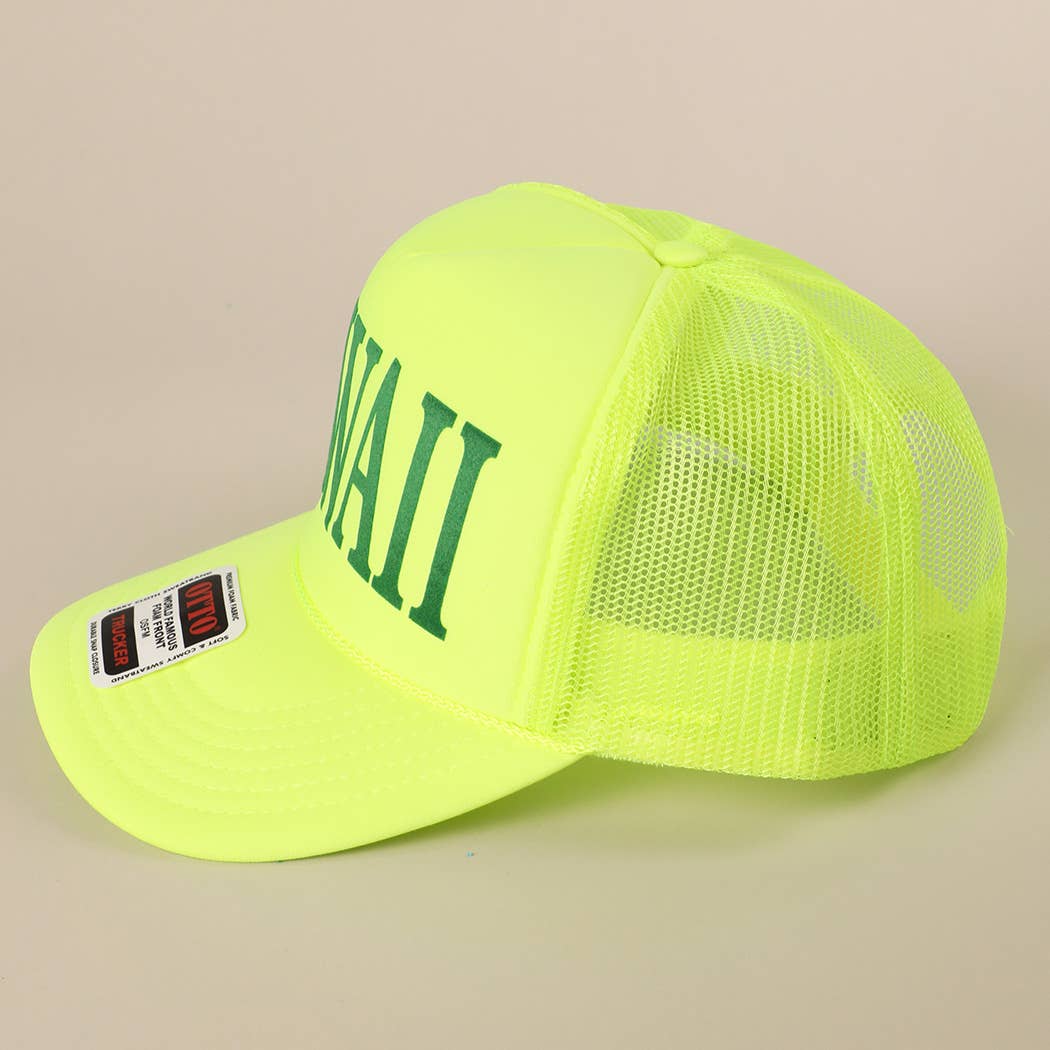 Fashion City - Wholesale Trucker Hat - Unisex - HAWAII Text Printed Mesh Back Foam Trucker Hat11