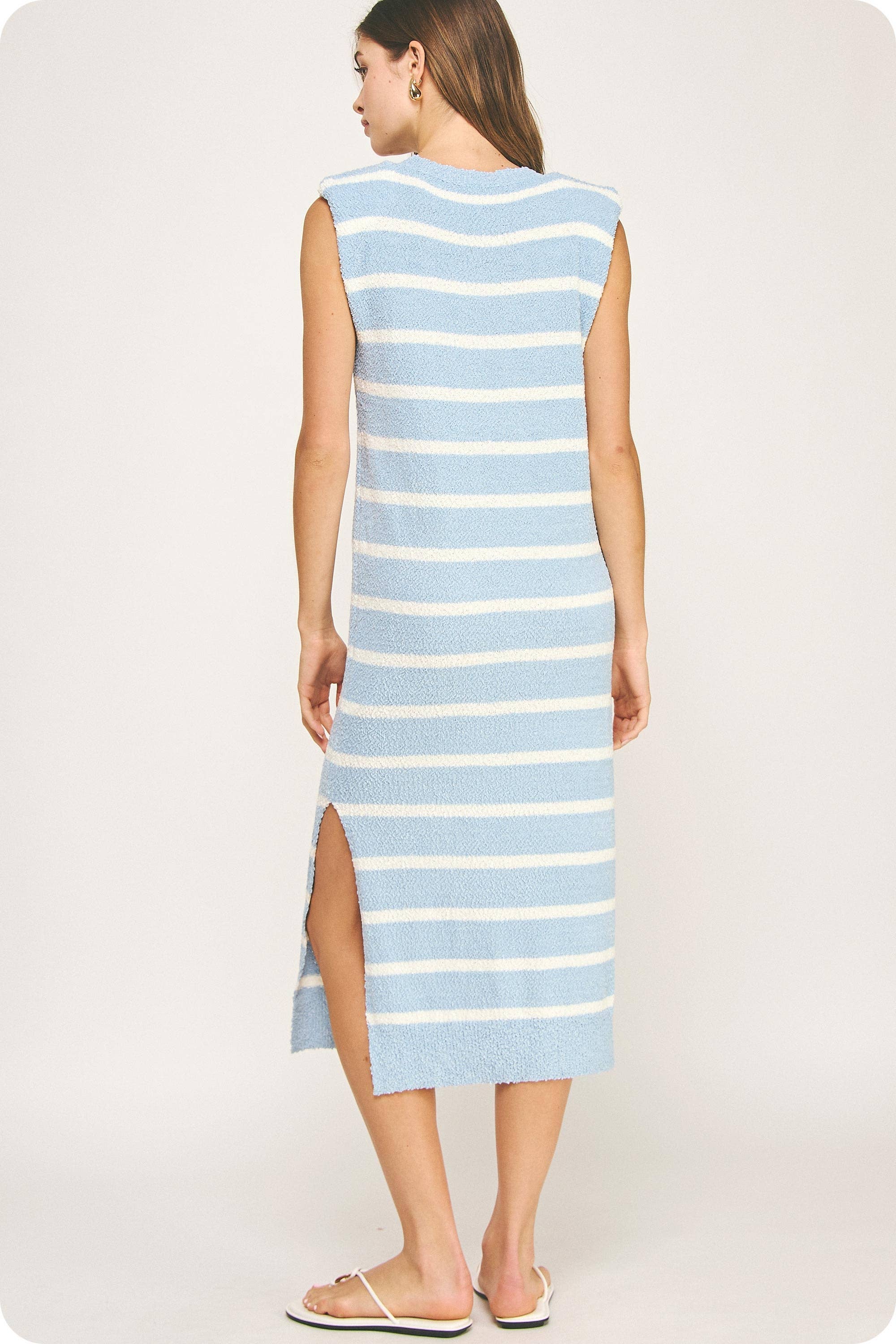 Strut & Bolt - Wholesale Dress - Women's - Shoulder Pad Sleeveless Textured Striped Knit Dress18