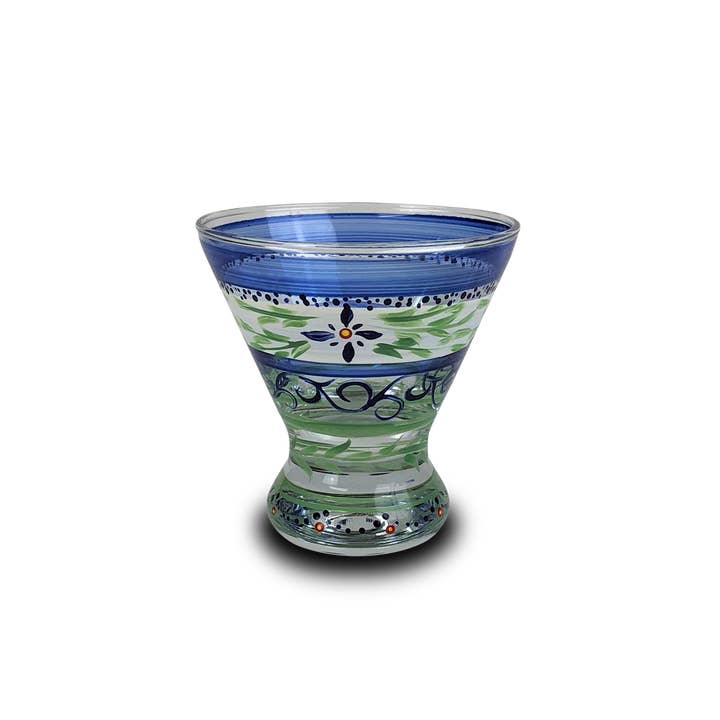 Barcelona Blue Cosmopolitan Glasses for wholesale by Golden Hill Studio