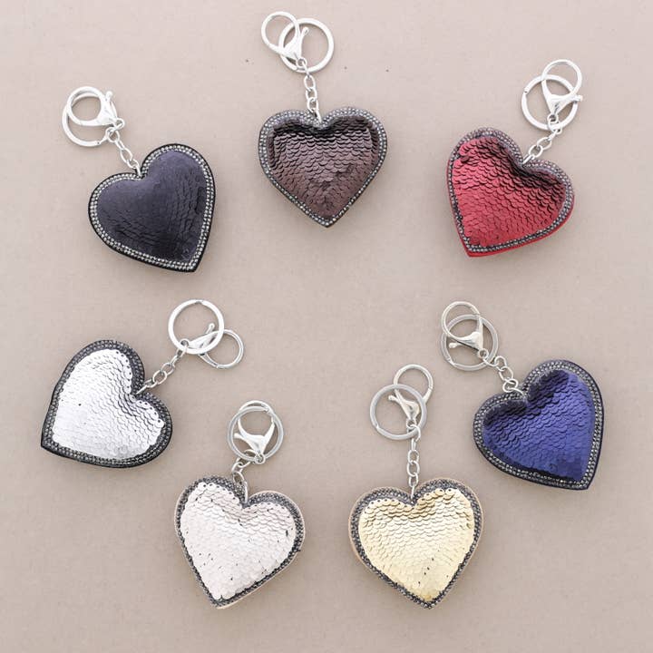 Sonata - Wholesale Keychain - Unisex - Heart Keychain Sequins Crystals6