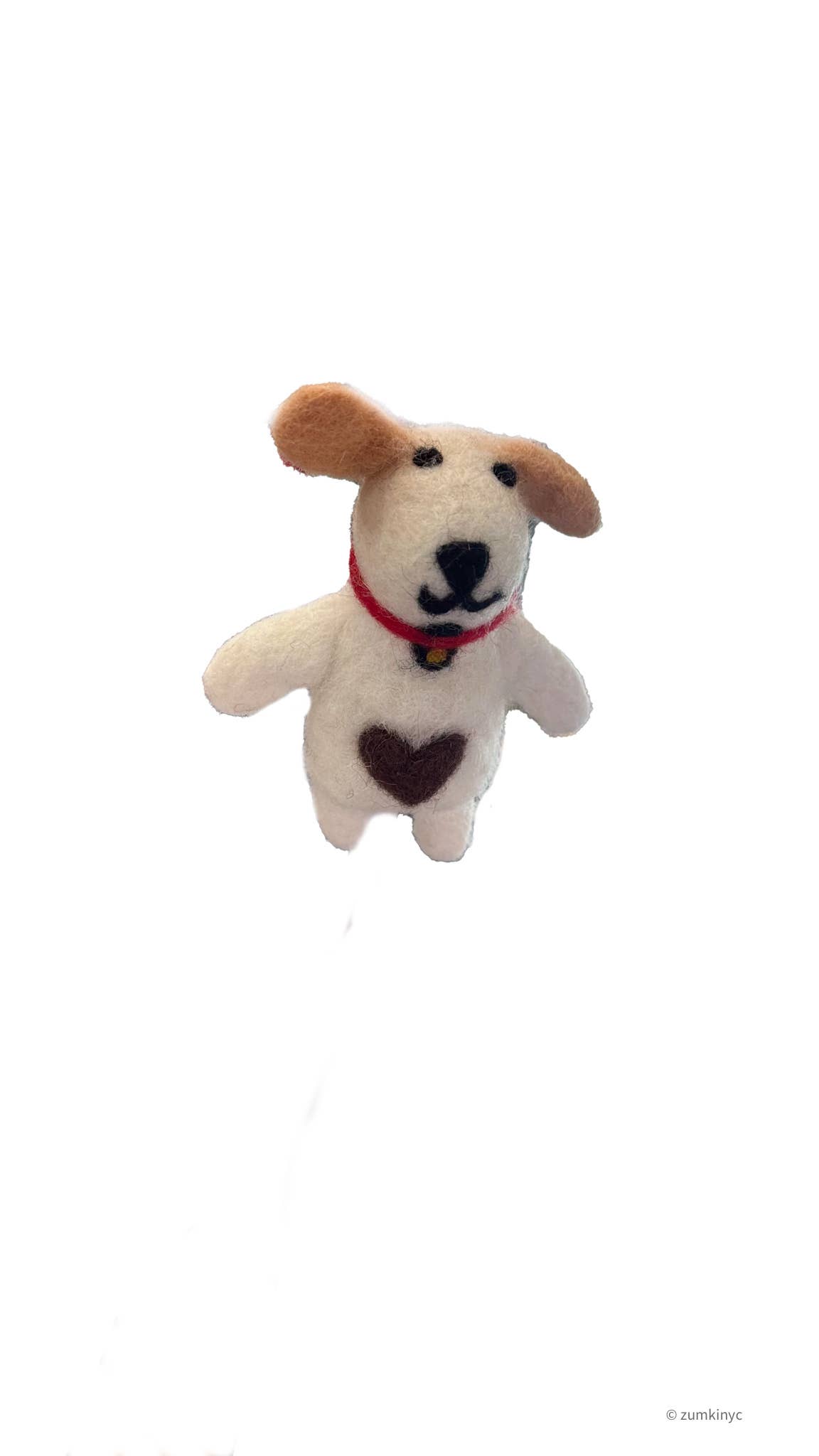 Zumki - Wholesale Finger Puppet - Kids & Baby - Brown Dog with Heart and Bell Wool Felt Finger Puppet3