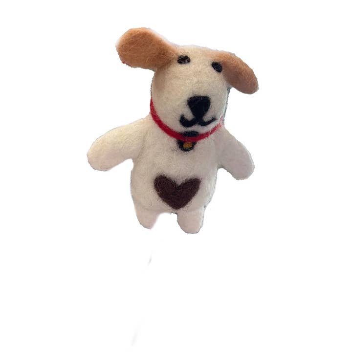 Zumki - Wholesale Finger Puppet - Kids & Baby - Brown Dog with Heart and Bell Wool Felt Finger Puppet3