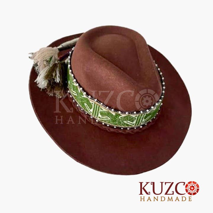 KuzcoHandmade - Vendita all'ingrosso Fedora - Donna - Cappello Fedora Andino Peruviano con Fascia Inka-Q'ero7