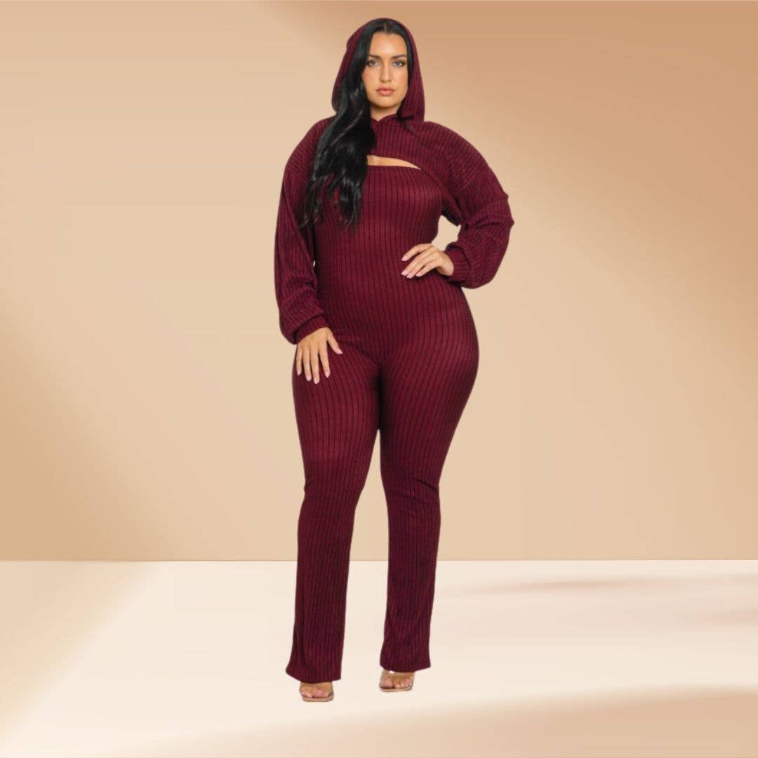 Celystrends – wholesale Jumpsuit - Dam – Plus size randig 2-delad jumpsuit12