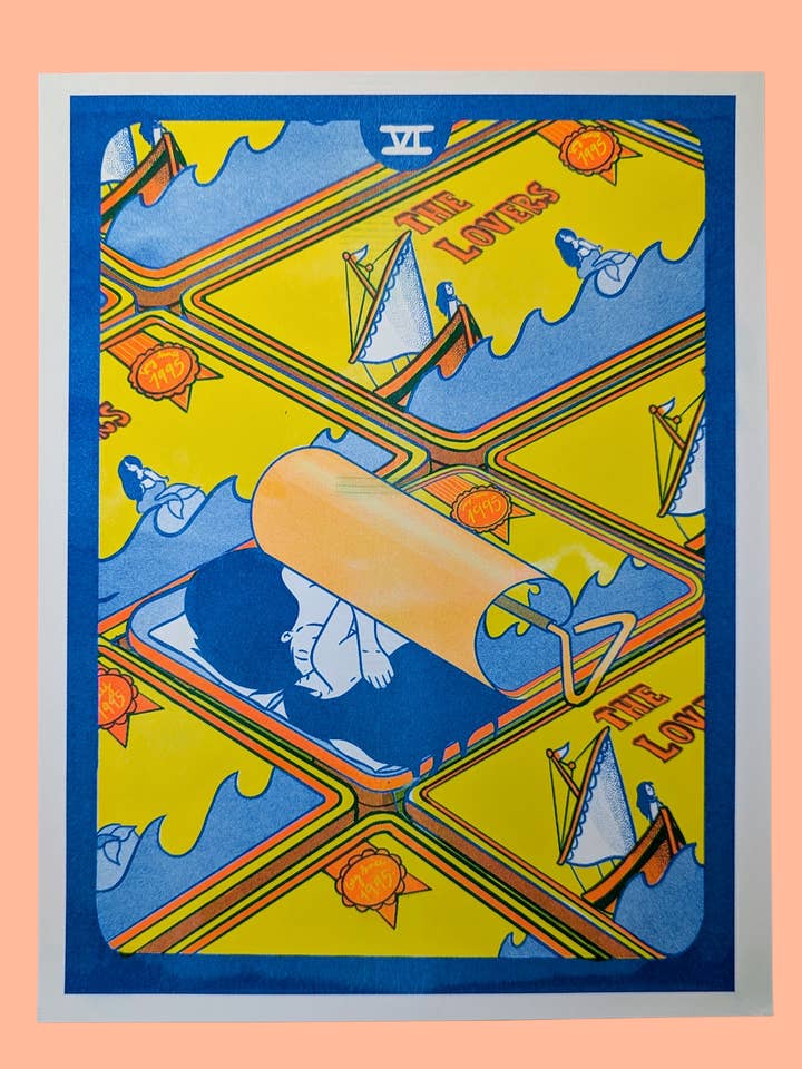 The Lovers | 8.5"x11" Risograph print for wholesale by Christina Hu