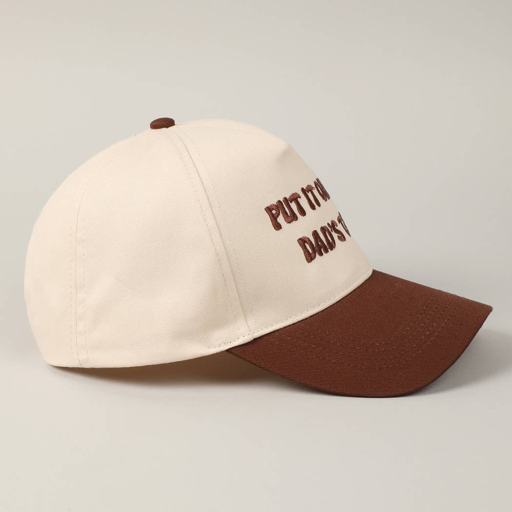 Fashion City - Wholesale Baseball Cap - Unisex - Put It On My Dad's Tab Embroidery Two-Tone Hat12