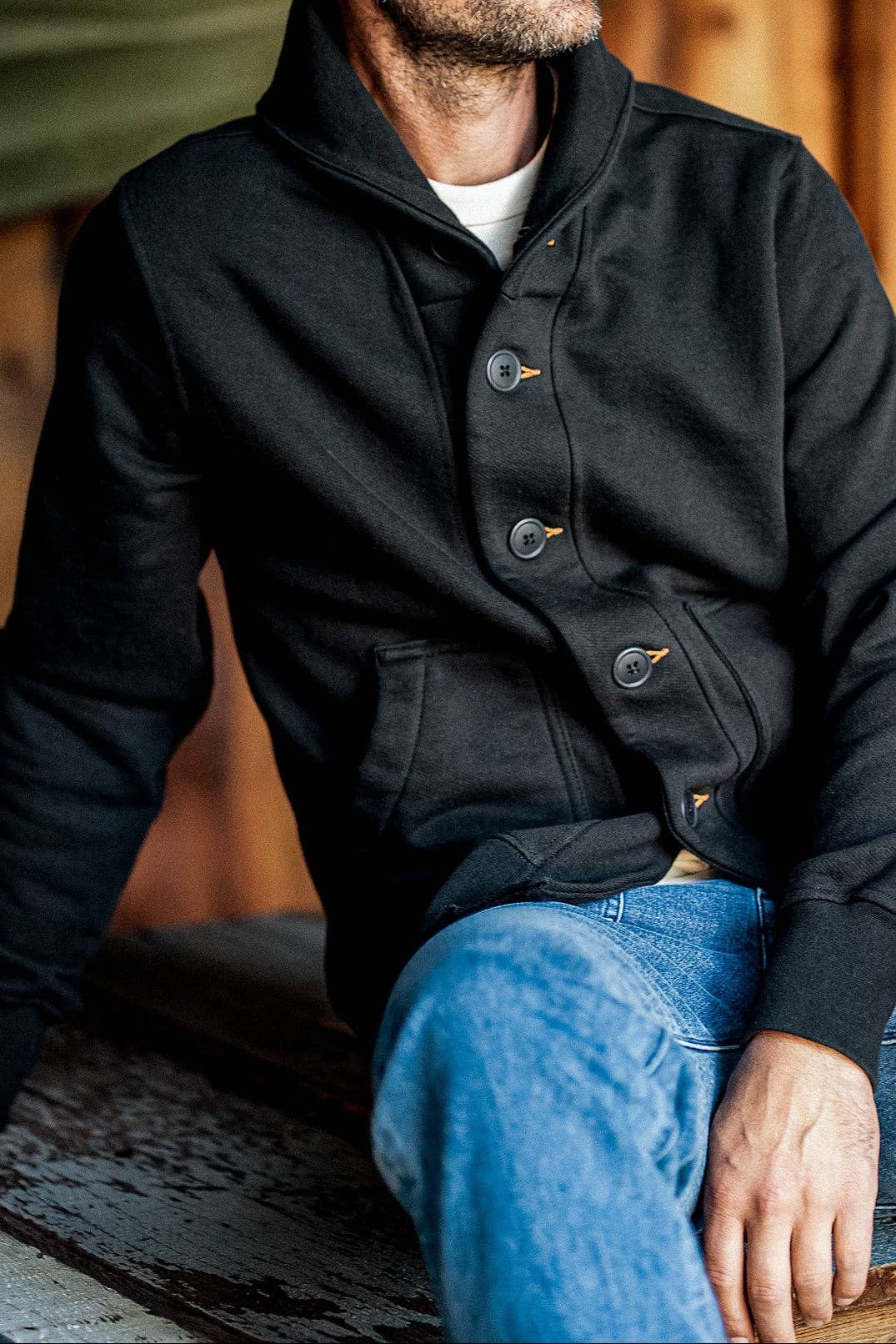 basalt Herr Bodega Sjalkofta | 14oz 100% Bomull French Terry - Basalt för wholesale på Faire8