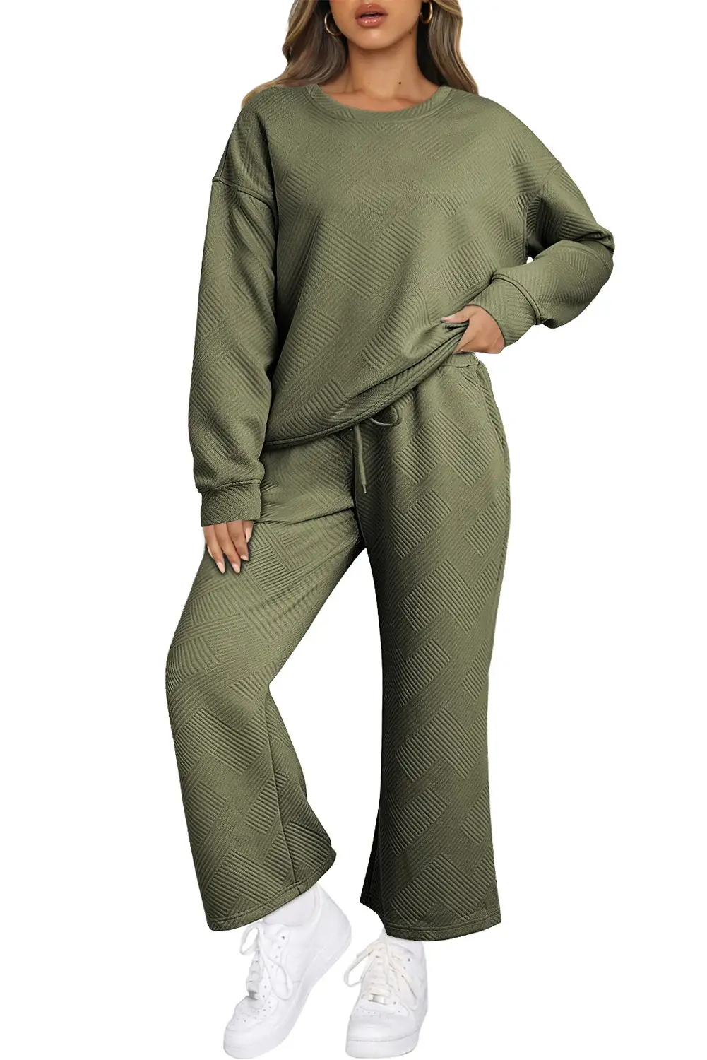 Suhkasana - Wholesale Lounge Set - Women's - Dahlia Ultra Loose Textured 2pcs Slouchy Outfit78