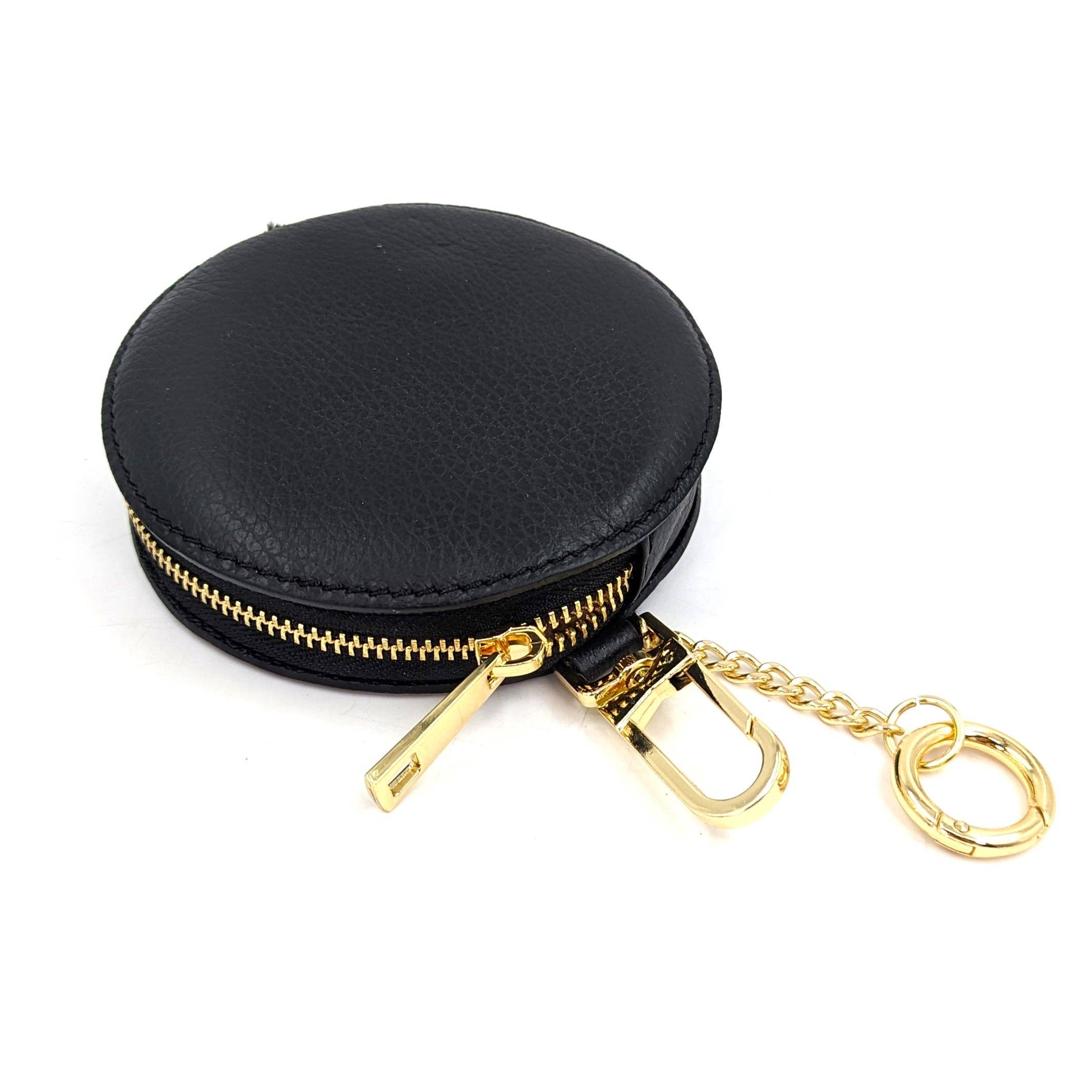 Tempest Designs – wholesale Coin purse – Women’s – Circular leather coin purses with chain link and lobster claw1
