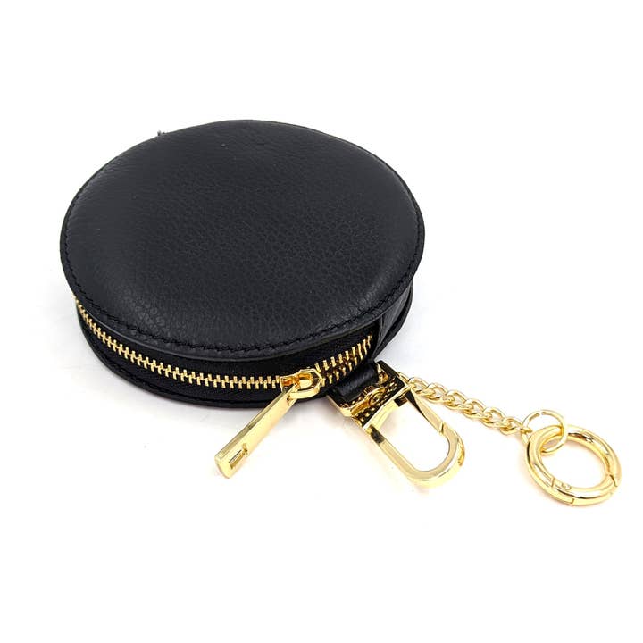 Tempest Designs – wholesale Coin purse – Women’s – Circular leather coin purses with chain link and lobster claw1