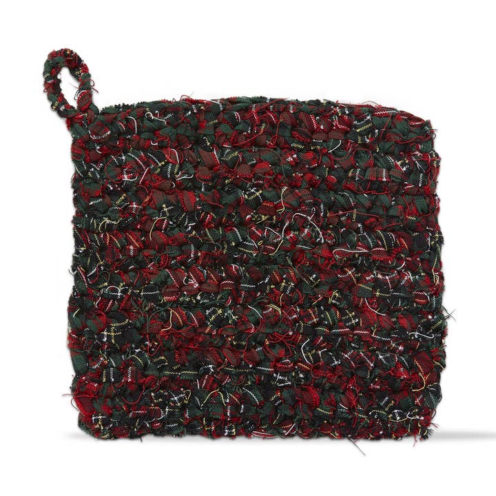 tag - Wholesale Oven Mitt/Pot Holder - Chindi Crochet Plaid Potholder Green Multi Cotton Christmas0