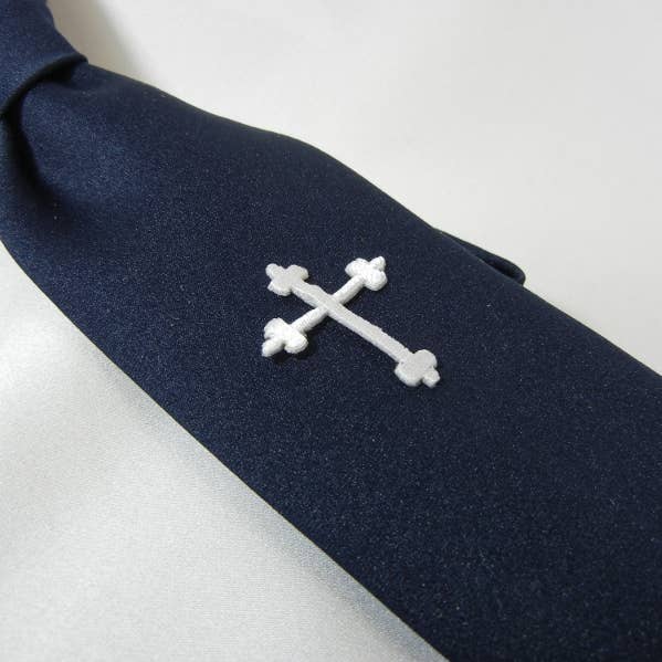 Marineblaue Jungenkrawatte mit Kreuz für den Großhandel von Simply Charming