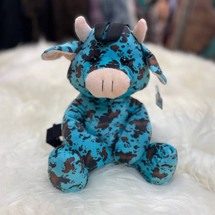 Ccrafts Crafty Creations – wholesale Ryggsäck - Barn – Cow Plysch Ryggsäck - Farm Pals: Turkos Cowprint