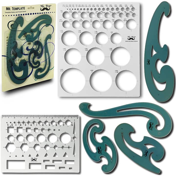 Mr. Pen – wholesale Linjal – Mr Pen fransk kurva och mall linjal set, 6 stycken