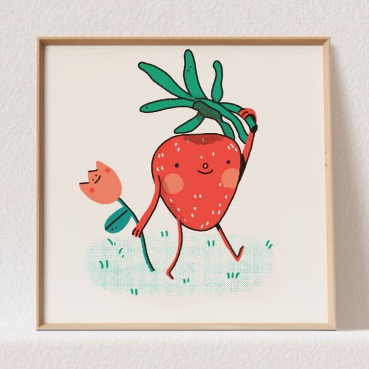 Sr. Morango / Impressão Quadrada Fofa 23x23cm para molduras ikea por atacado de Bloemkolie