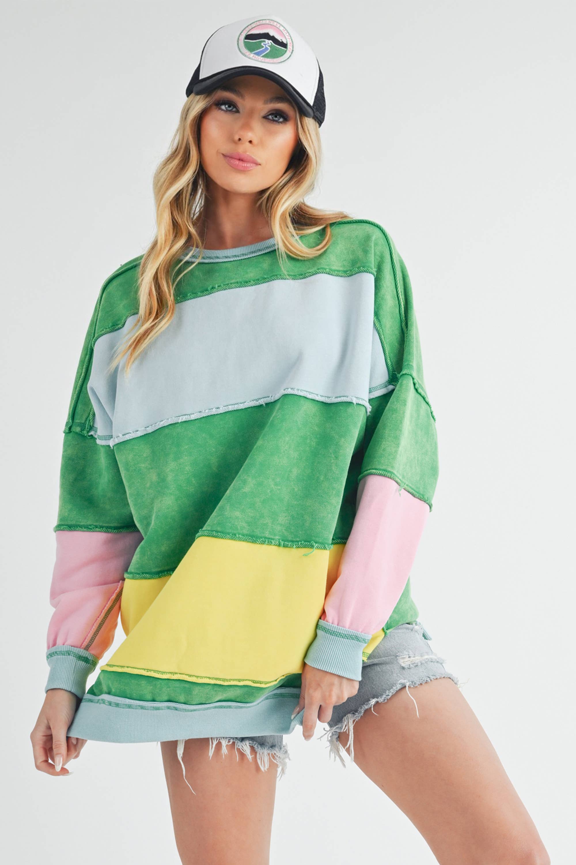 AEMI + CO - Wholesale Knit Sweater - Women's - 8332EK Rugby Color Block Stripe Sweatershirt4