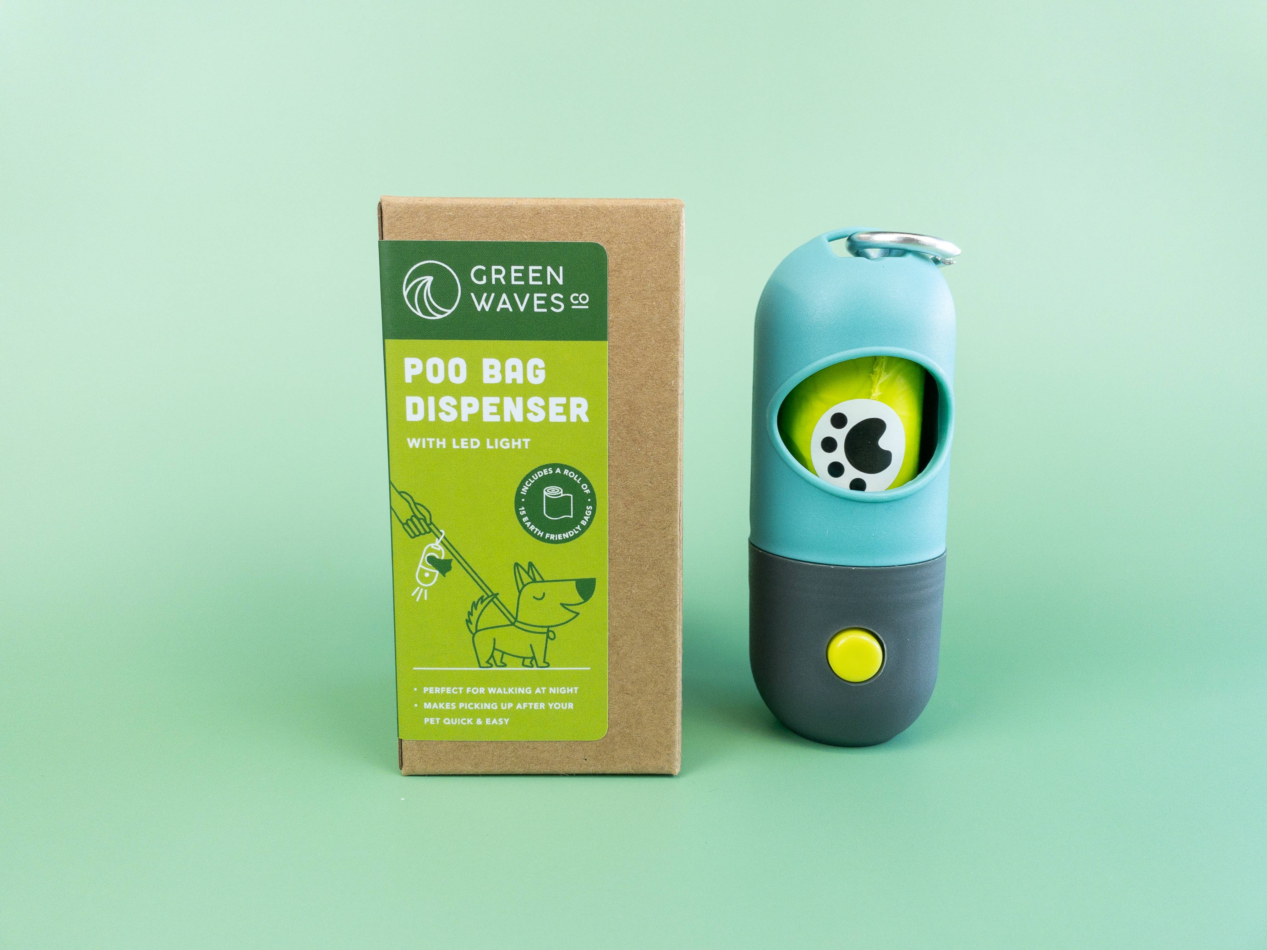 Green Waves Co. - Vente Distributeur de sacs à déjections canines - Distributeur de sacs à crottes avec lampe de poche LED5
