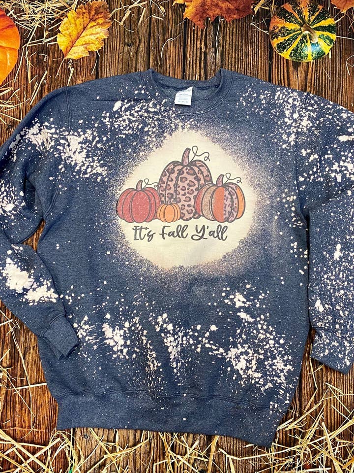 It's Fall Y'all Bleach Sweatshirt für den Großhandel von Cute As A Rustic Button