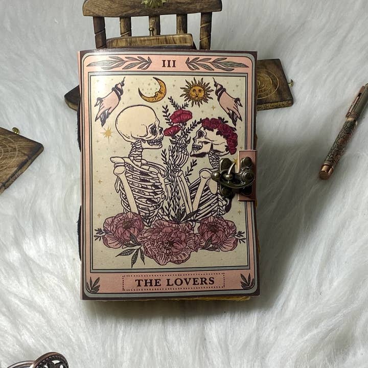 R K Handicrafts and Exporters - Wholesale Journal/Diary - Leather Journal Vintage Notebook with The Lover Print Â