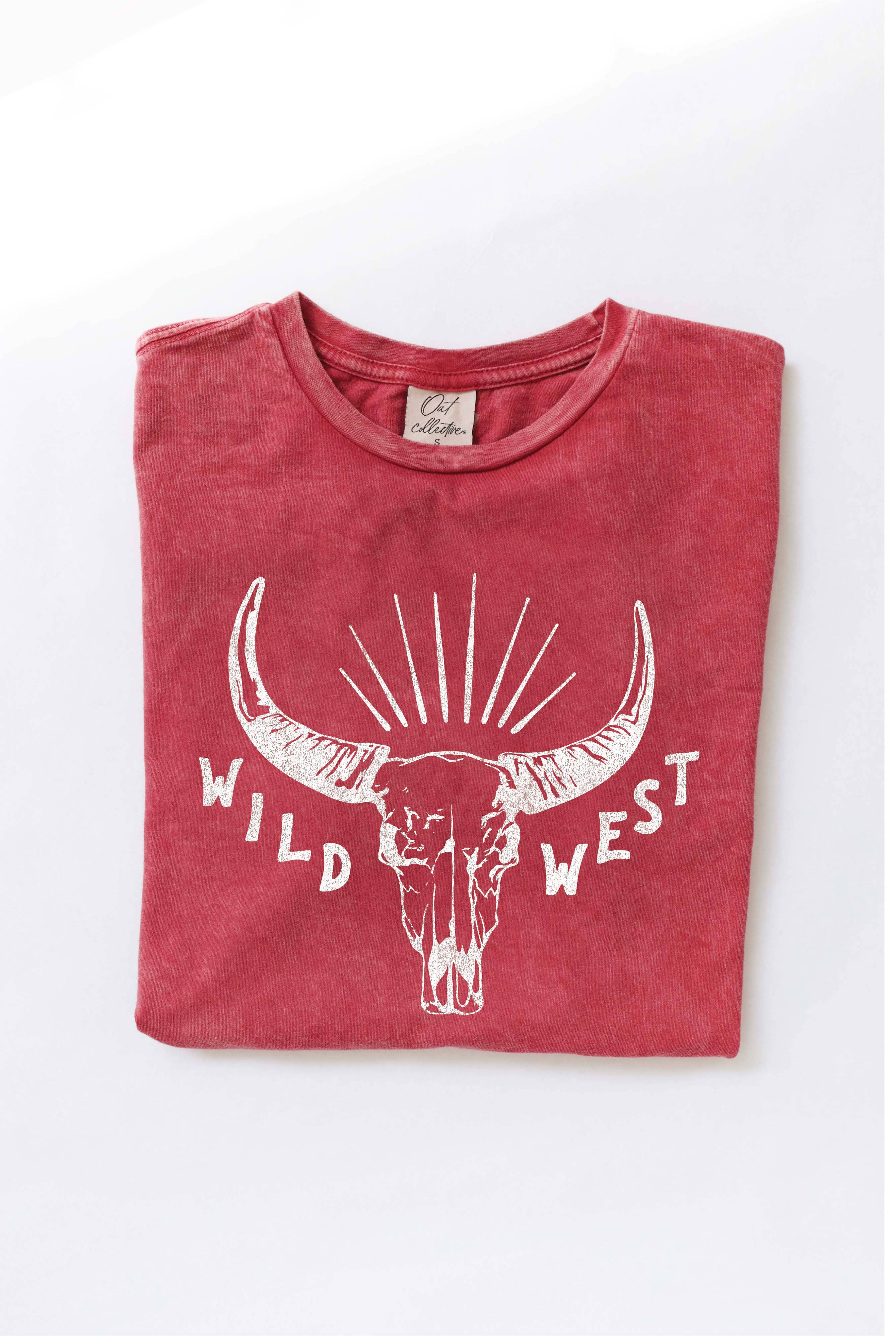 OAT COLLECTIVE - Wholesale Screen Printed T-Shirt - Women's - WILD WEST Mineral Washed Graphic Top5