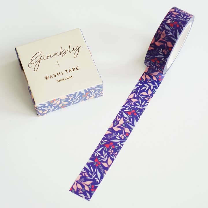 Medium Blue Floral Washi Tape for wholesale by Ginably