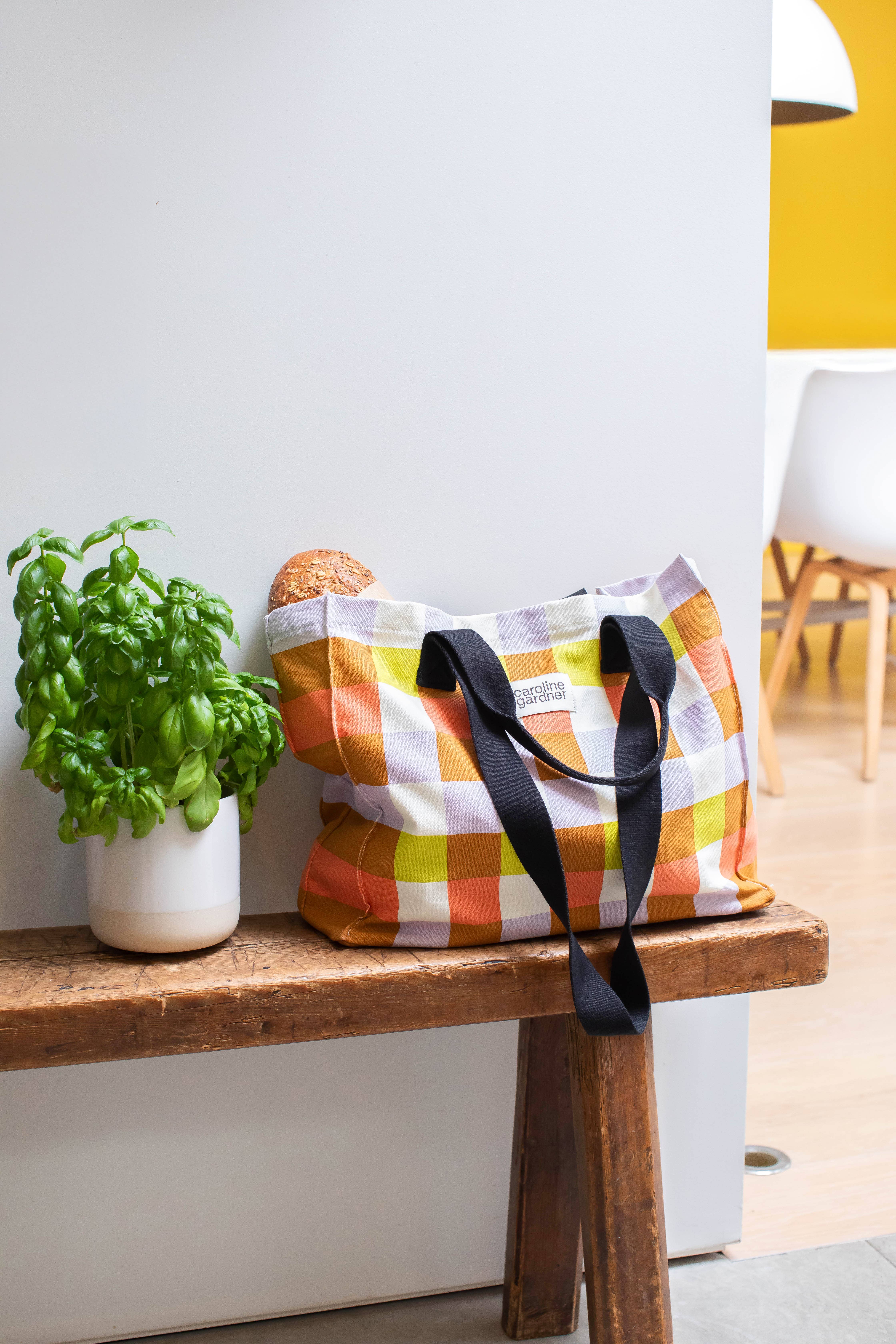 Caroline Gardner - Wholesale Shoulder Bag - Women's - Multi Check Double Handle Tote Bag4