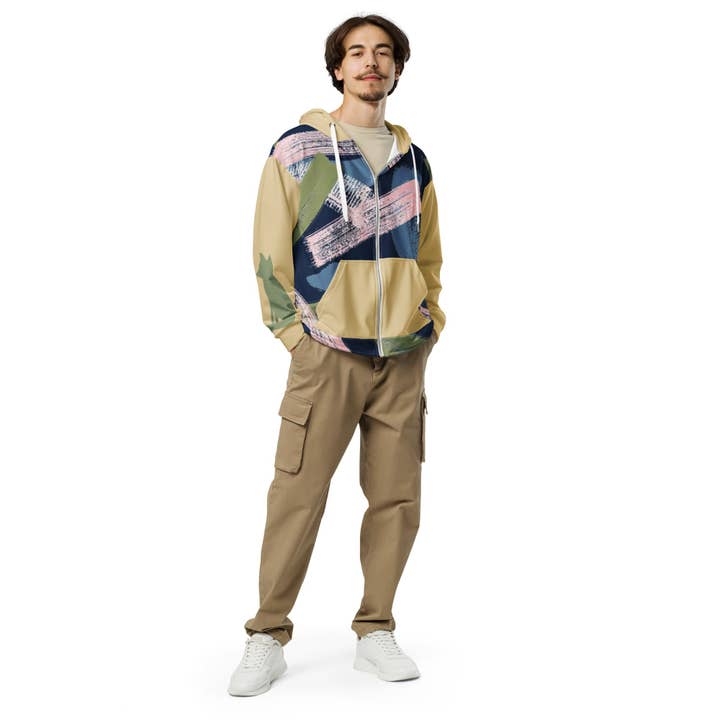 Zip-up hoodie - Brush Stripes for wholesale by M-EGVA