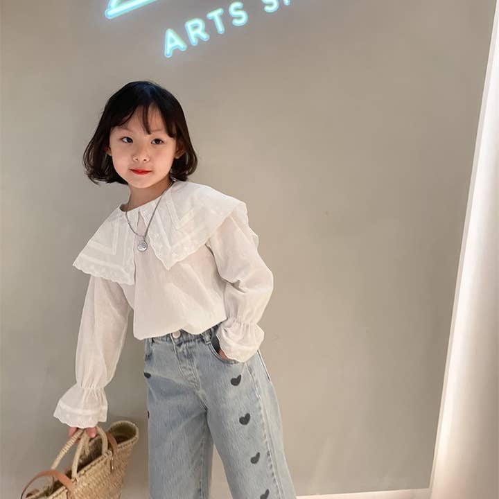 White Vintage-Inspired Cotton Top for Girls for wholesale on Faire3