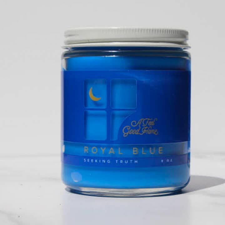 Bougie d'intention Seeking Truth Bleu pour la vente par A Feel Good Home