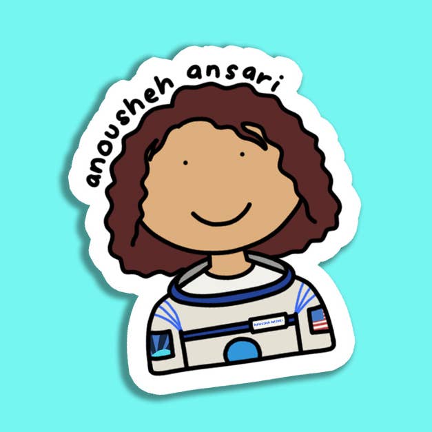Anousheh Ansari 3" Vinyl Laptop Sticker for wholesale by Feminist Doodles