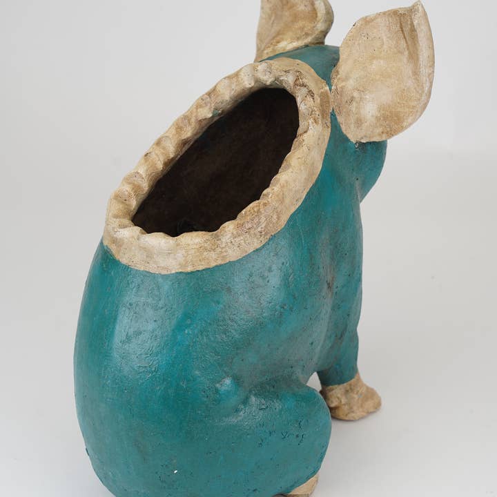 My Amigos Imports - Vendita all'ingrosso Vasi per piante - Fioriera da giardino Wilber the Pig, in argilla, fatta a mano, 33 x 7 x 15 pollici1