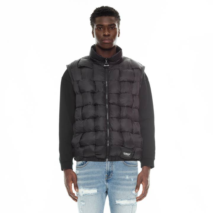 QUILTED NYLON PUFFER JACKET IN BLACK for wholesale on Faire2