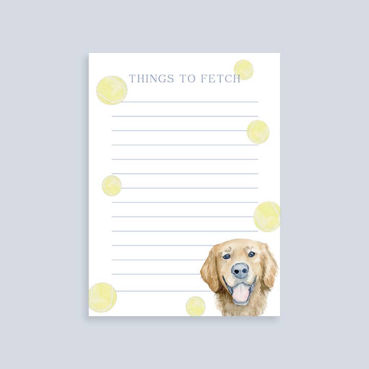 Things to Fetch Golden Retriever Notepad for wholesale by Korynne and Company