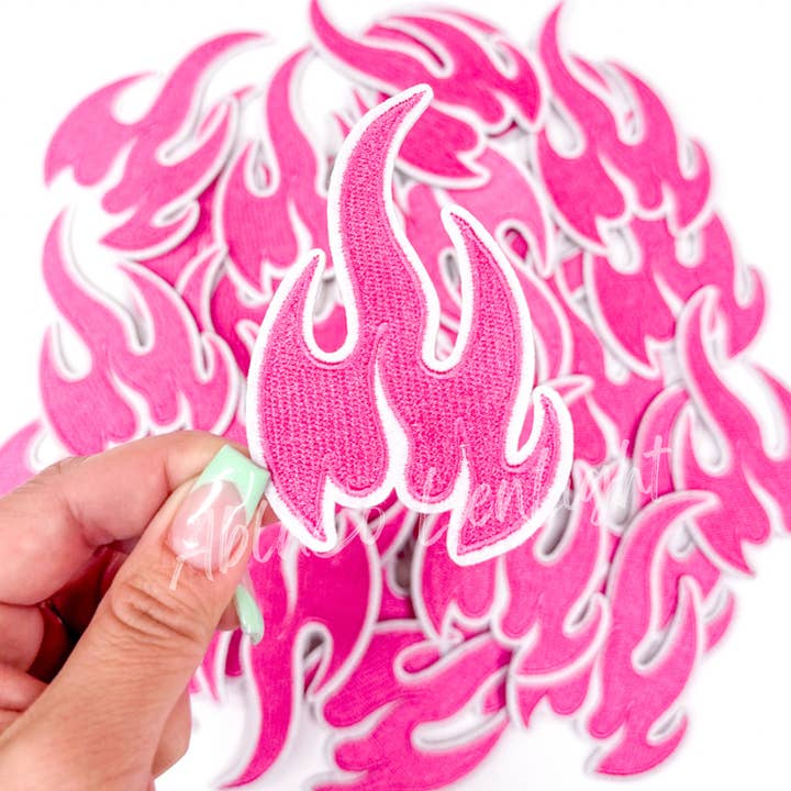 ABLNco - Wholesale Patch - trucker hat patches 3” pink flame fire patch iron on