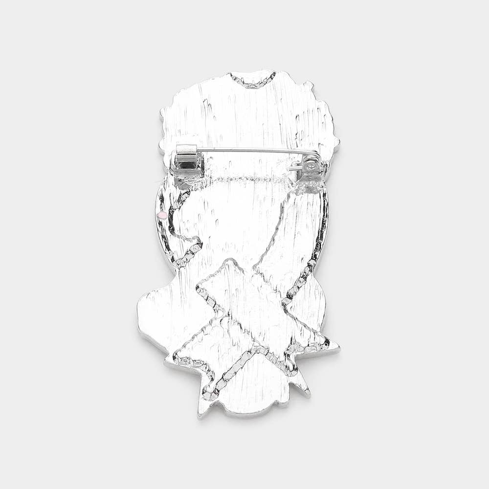 Sensibling Corp. – alfinete de lapela por atacado – Broche de Metal Esmaltado com Fita Rosa em Destaque - Menina Afro1