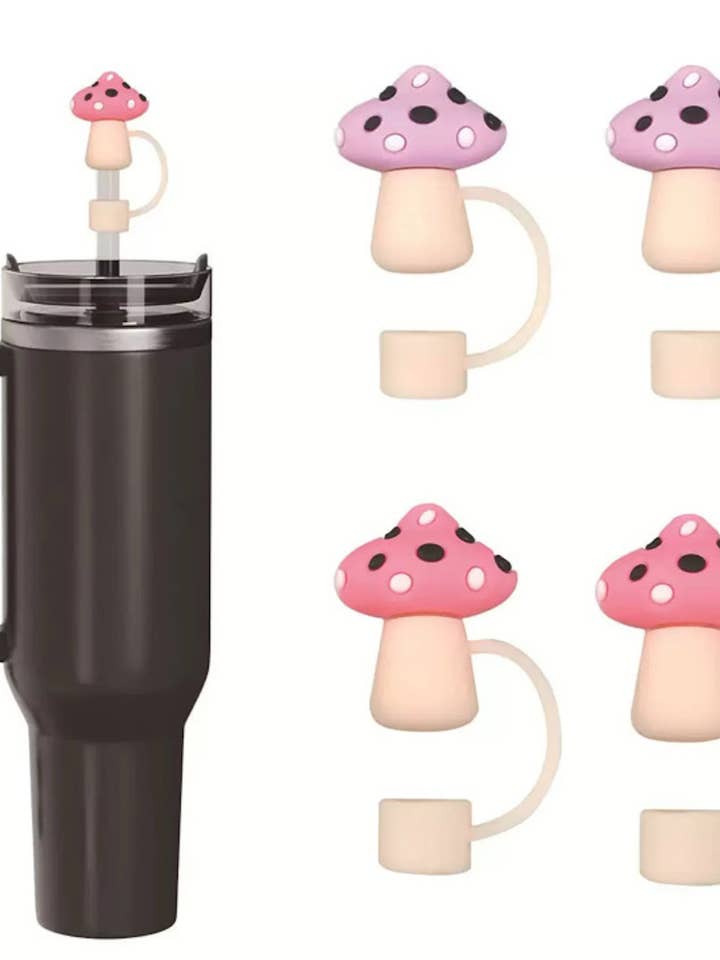 Mushrooms Straw Toppers Set of 4 for wholesale by JILLIAN INK LLC