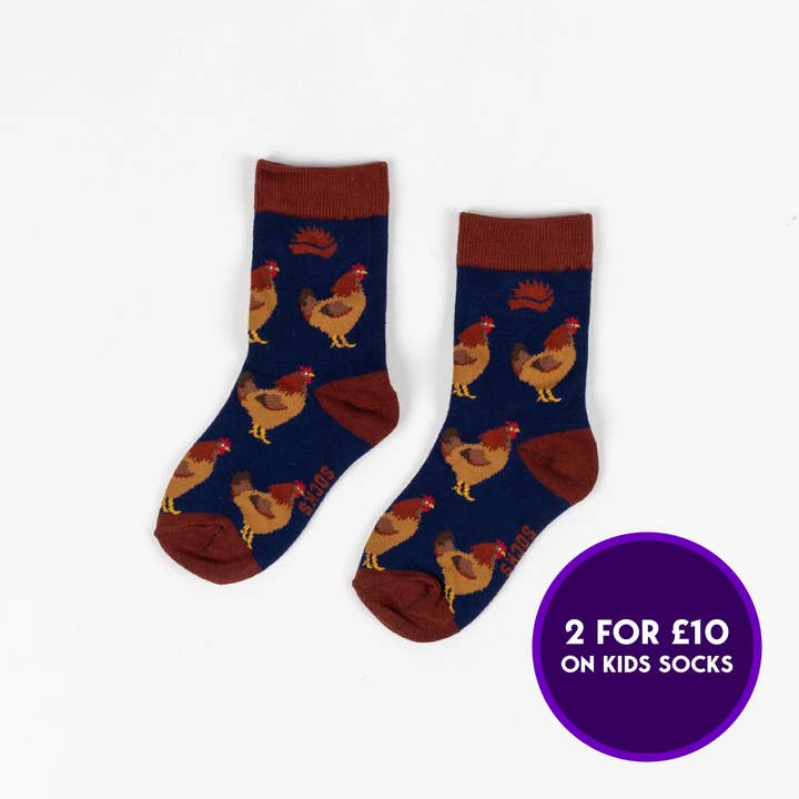 KIDS BAMBOO SOCKS | CHICKEN for wholesale by We Are Hedgy Limited